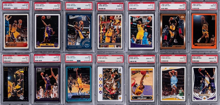 1996-97 to 2009-10 Topps Kobe Bryant PSA GEM MT 10 Collection (14 Different)